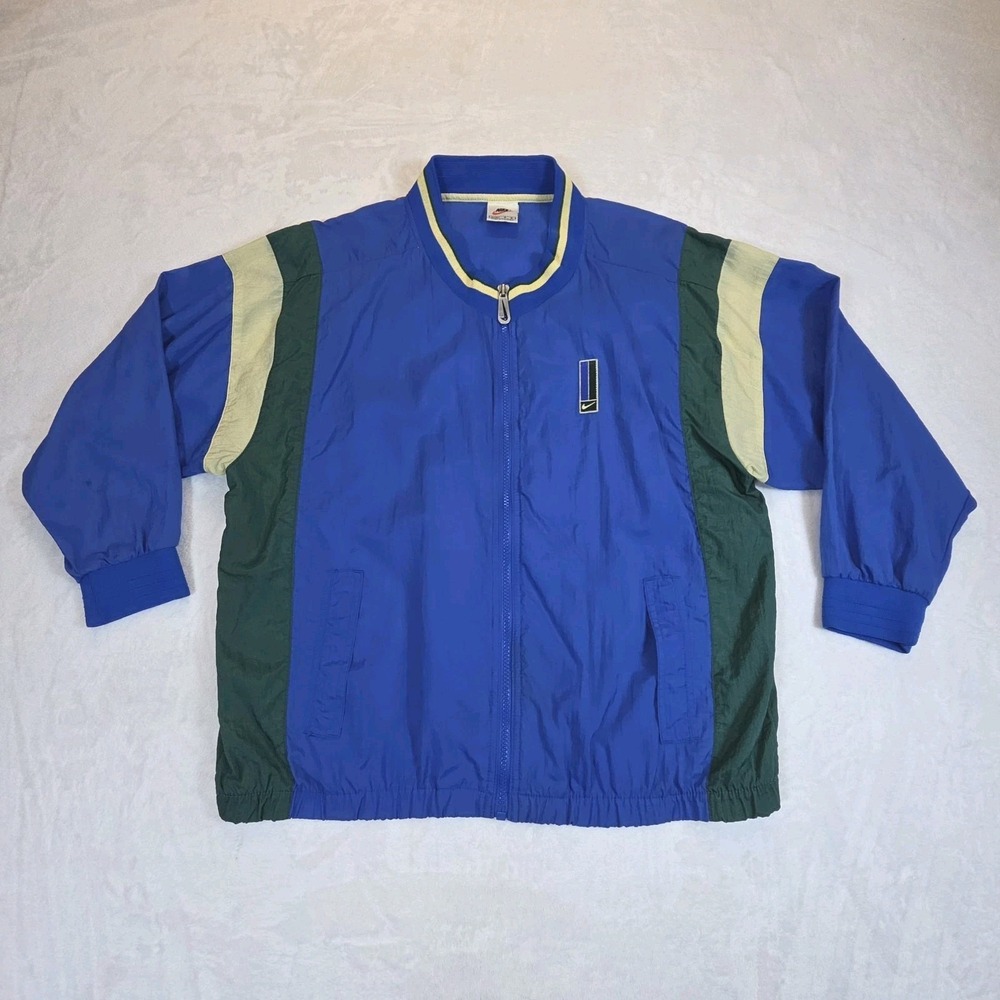 Vintage Nike Windbreaker ColorBlock Zip Long Sleeve Malaysia Blue Size Large 14